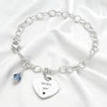 Sterling Silver Charm Bracelet with Birthstone | Charming Engraving