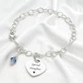 Sterling Silver Charm Bracelet with Birthstone | Charming Engraving