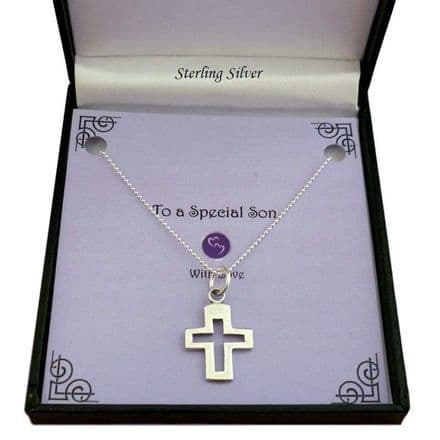 Sterling Silver Cross Necklace on Ball Chain
