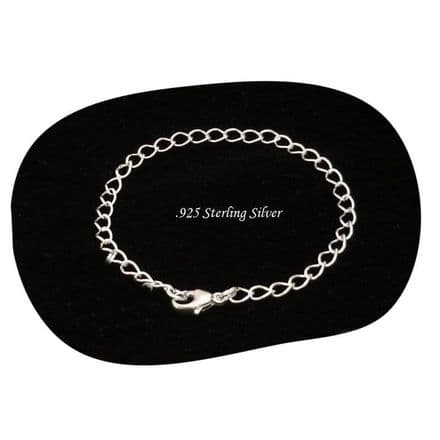Sterling Silver Curb Chain Bracelet, Sizes for Girls and Women