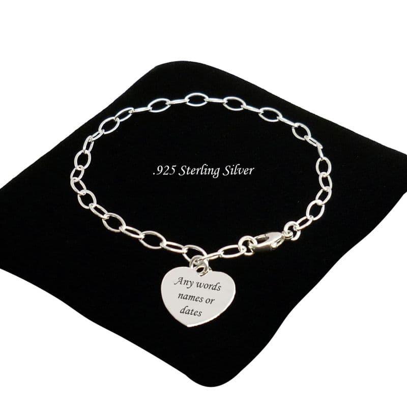Sterling Silver Engraved Charm Bracelet | Charming Engraving
