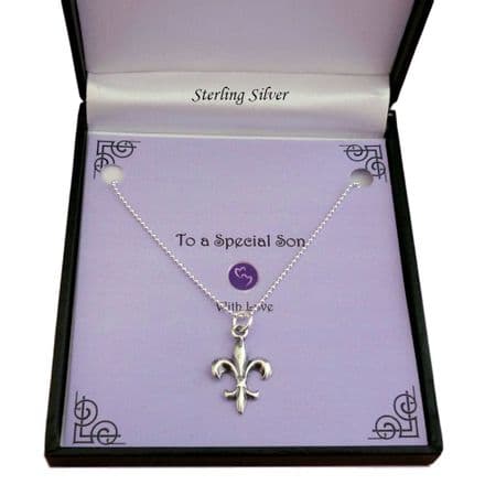 Sterling Silver Fleur de Lis Necklace on Ball Chain