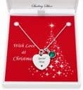 Sterling Silver Heart Necklace for Christmas with Birthstone and Engraving  | Charming Engraving