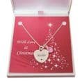 Sterling Silver Heart Necklace for Christmas with Birthstone and Engraving  | Charming Engraving