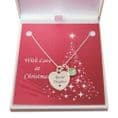 Sterling Silver Heart Necklace for Christmas with Birthstone and Engraving  | Charming Engraving