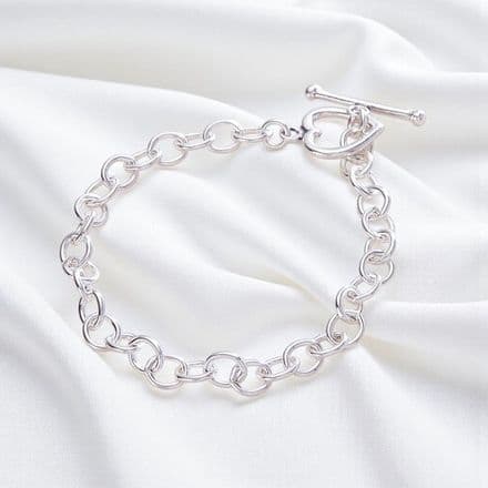 Sterling Silver Heart Toggle Bracelet Chain
