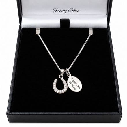 Sterling Silver Horseshoe Necklace for Birthday, 16th, 18th, 21st