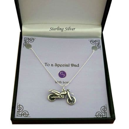 Sterling Silver Motorbike Necklace on Ball Chain