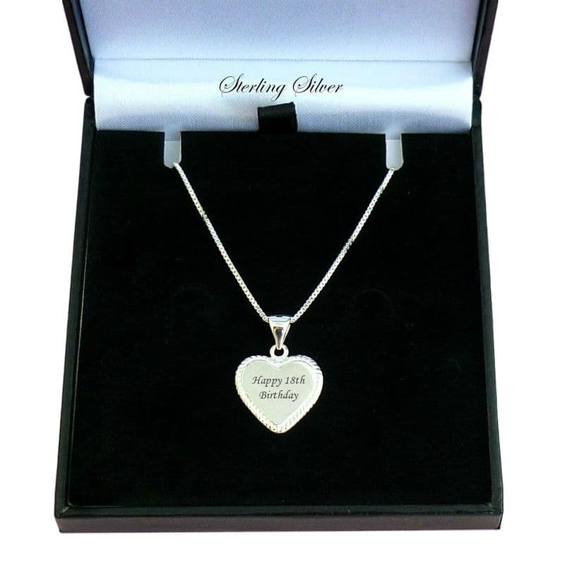 Sterling Silver Necklace with Detailed Engraved Heart | Charming Engraving