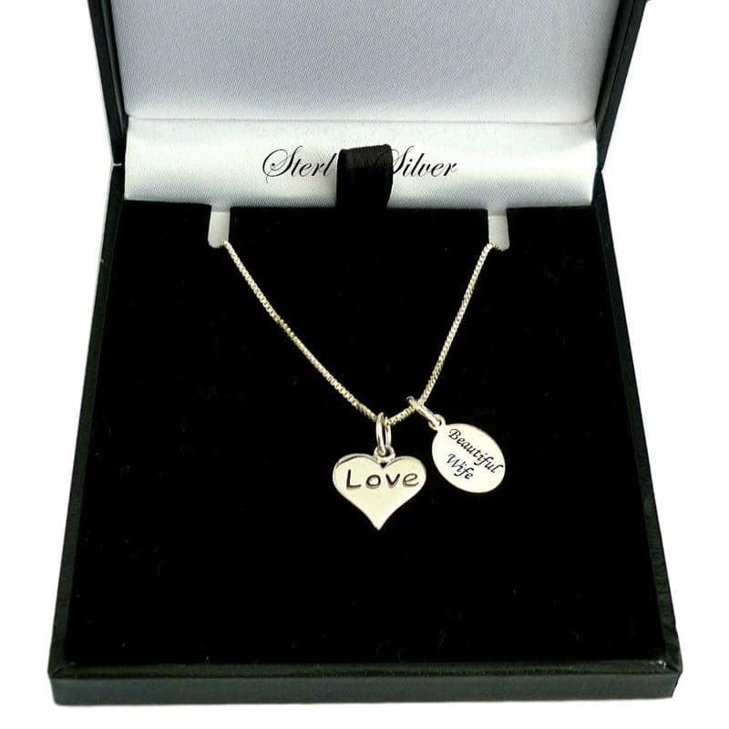 Sterling Silver Necklace with Love Heart Pendant and Engraving | Charming Engraving
