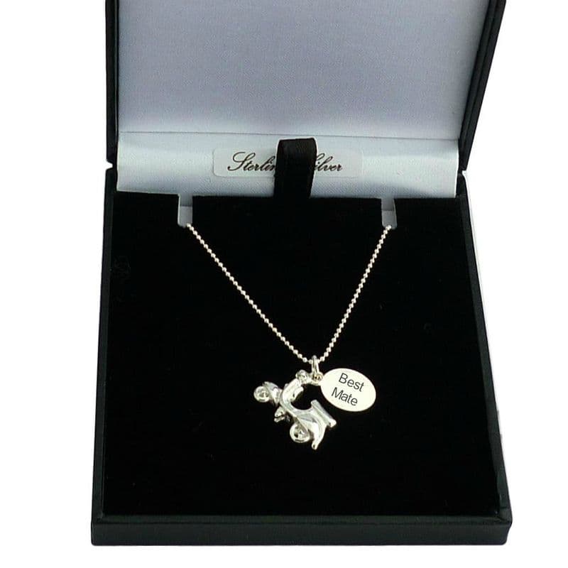 Sterling Silver Necklace with Scooter Symbol Pendant and Engraving | Charming Engraving