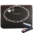 Sterling Silver Paperclip Chain Bracelet with Cross, Personalised  with Any Engraving | Charming Engraving
