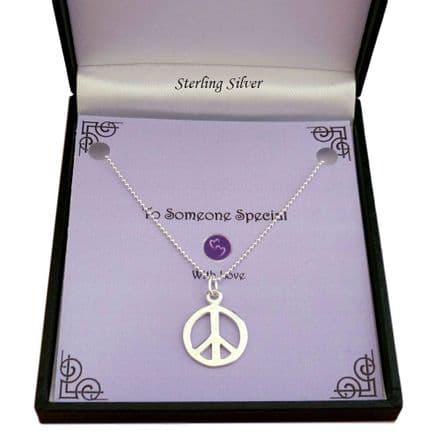 Sterling Silver Peace Sign Necklace on Ball Chain