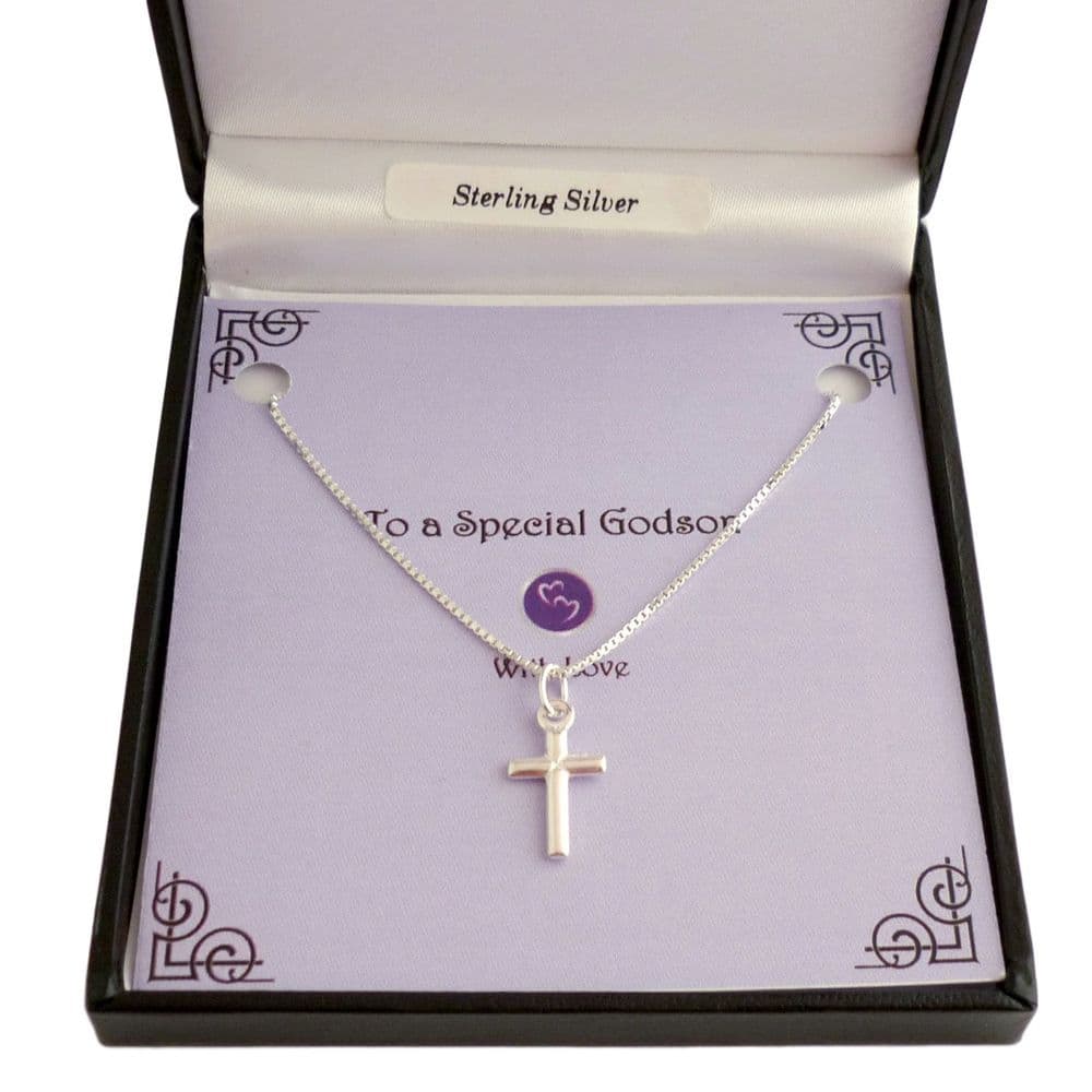 Christening Silver Baby Cross Necklace Sterling Silver Plain Cross