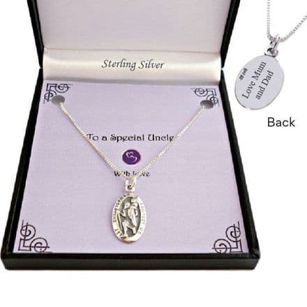 Sterling Silver Saint Christopher Necklace. Gift for Son, Godson etc