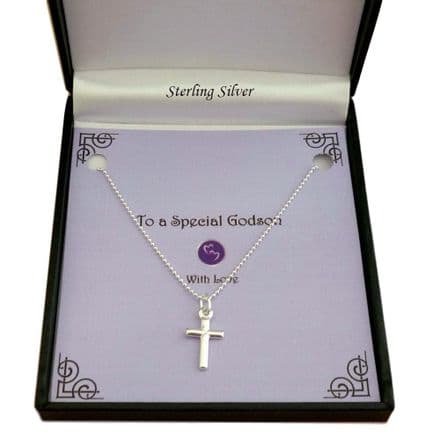 Sterling Silver Small Cross Necklace on Ball Chain