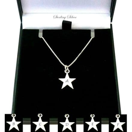 Sterling Silver Star Necklace with Letter Engraved