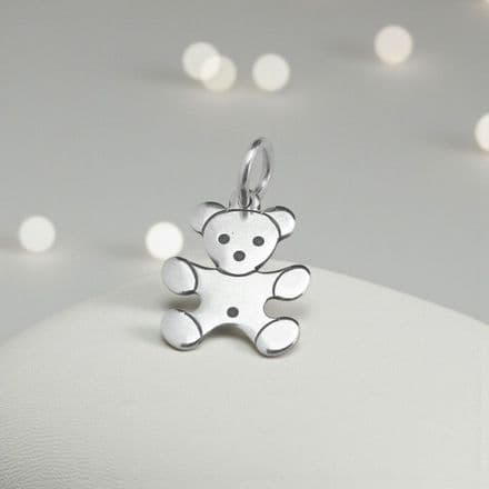Teddy Bear Charm, Sterling silver on Lobster, Ring or Bail