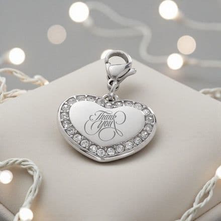 Thank You Heart Charm with Crystals