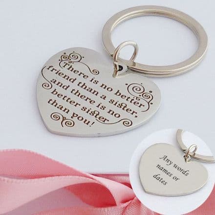 There is No Better Friend Than a Sister. Personalised Keyring