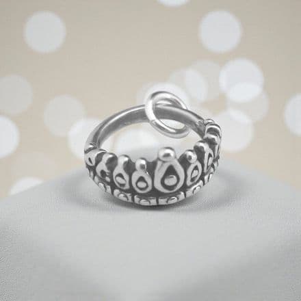 Tiara Charm, Sterling silver on Lobster Clasp, Split Ring or Bail