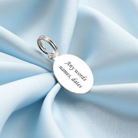 Tiny Oval charm Sterling Silver, Any Engraving