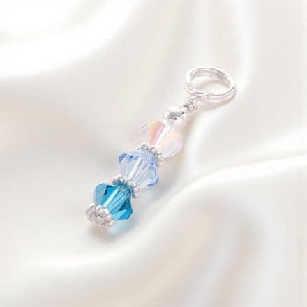 Triple Birthstone Charm, Stg silver on Lobster, Ring or Bail