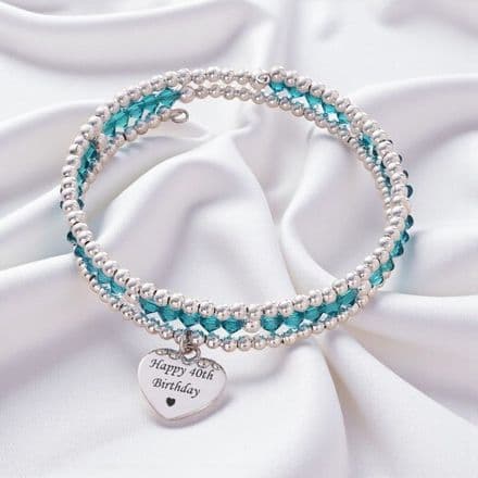 Triple Wrap Birthstone Bracelet with Engraving