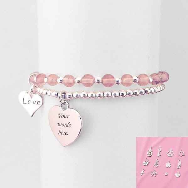 Set of Two Silver Stacking Bracelets with Engraving | Charming Engraving