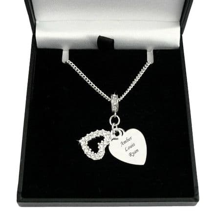 Two Hearts Necklace with Personalised Engraving