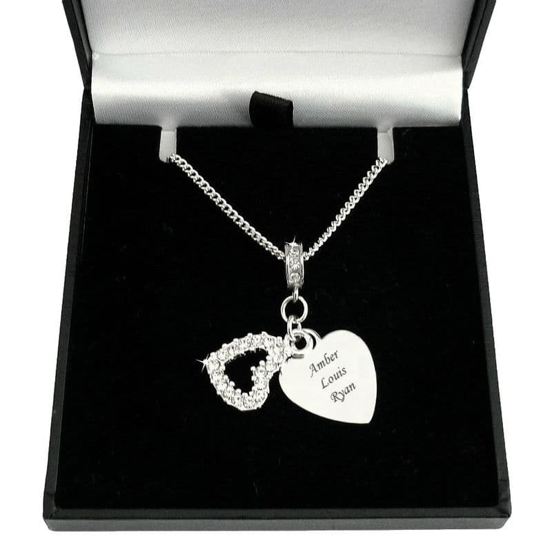 Two Hearts Necklace with Personalised Engraving | Charming Engraving