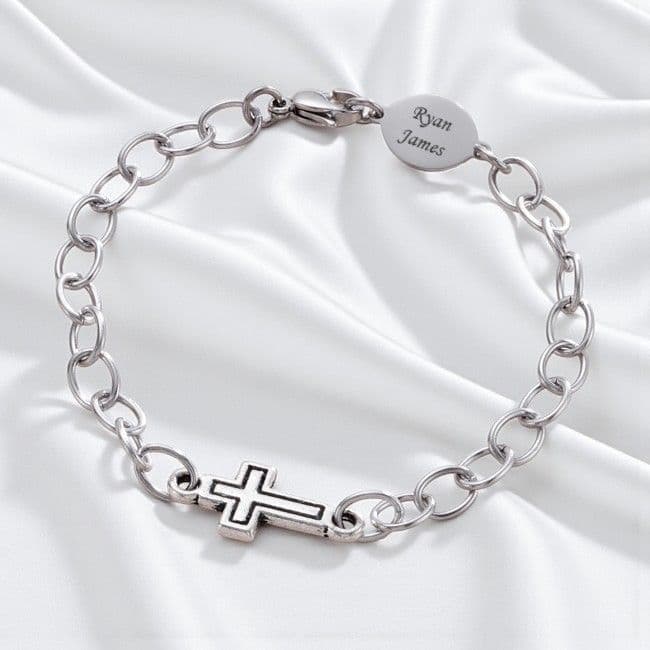 Unisex Engraved Communion Bracelet | Charming Engraving
