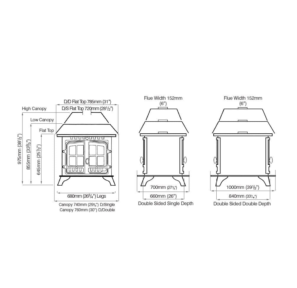 Hunter Herald 14 Double Sided Stove 9-17kw