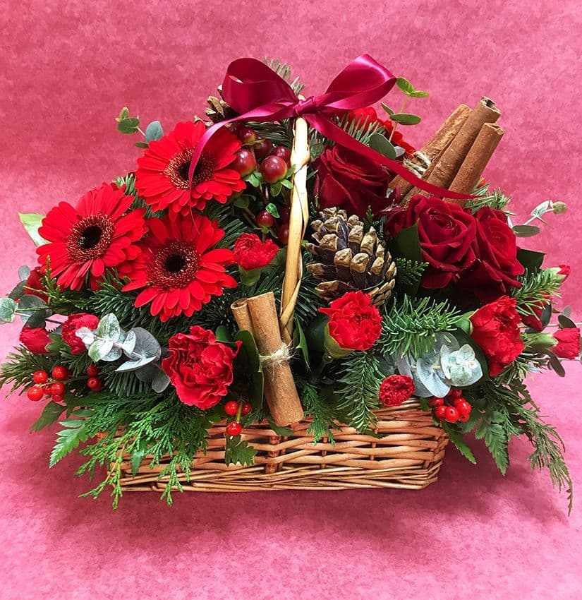 Christmas Flower BasketEssex Florist with free delivery