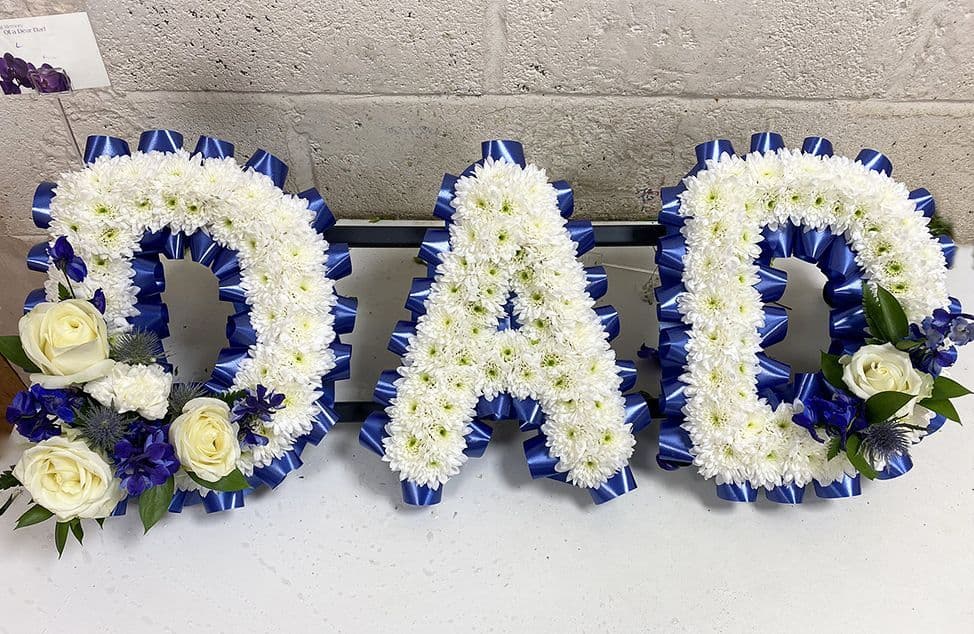 DAD Funeral Flower Letters delivery Chelmsford Witham Braintree