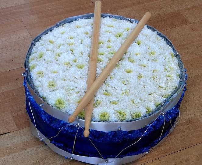 Drum Funeral flower TributeUnusual Funeral Flower Tributes Chelmsford