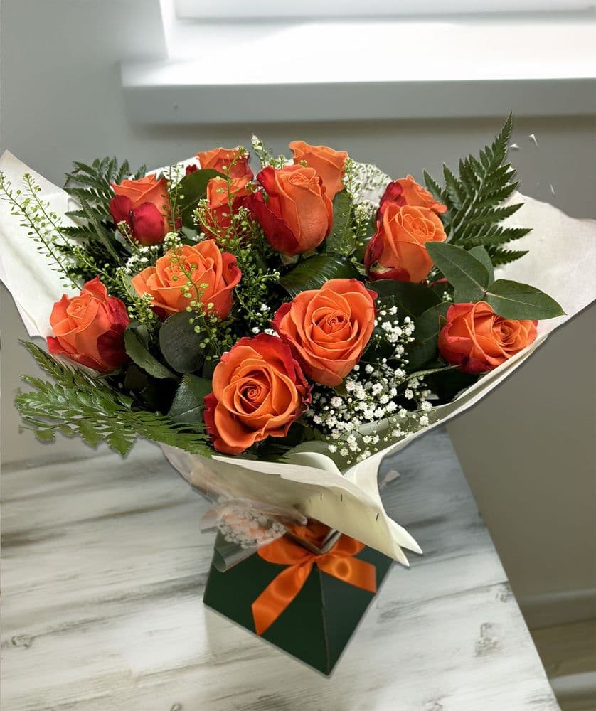 Orange roses Handtied Bouquet by Essex Florists