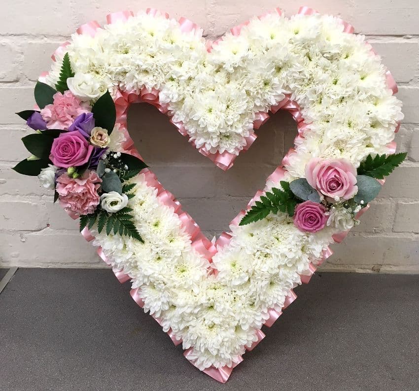 Pastel Open Based Funeral Heart EssexA lovely Heart Arrangement