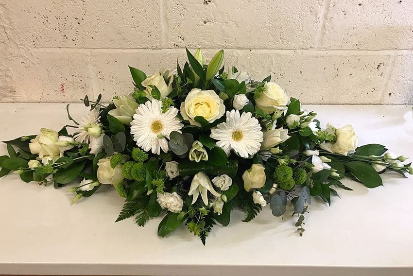 White Double Ended funeral SprayBlossom Florists Funeral Flowers and