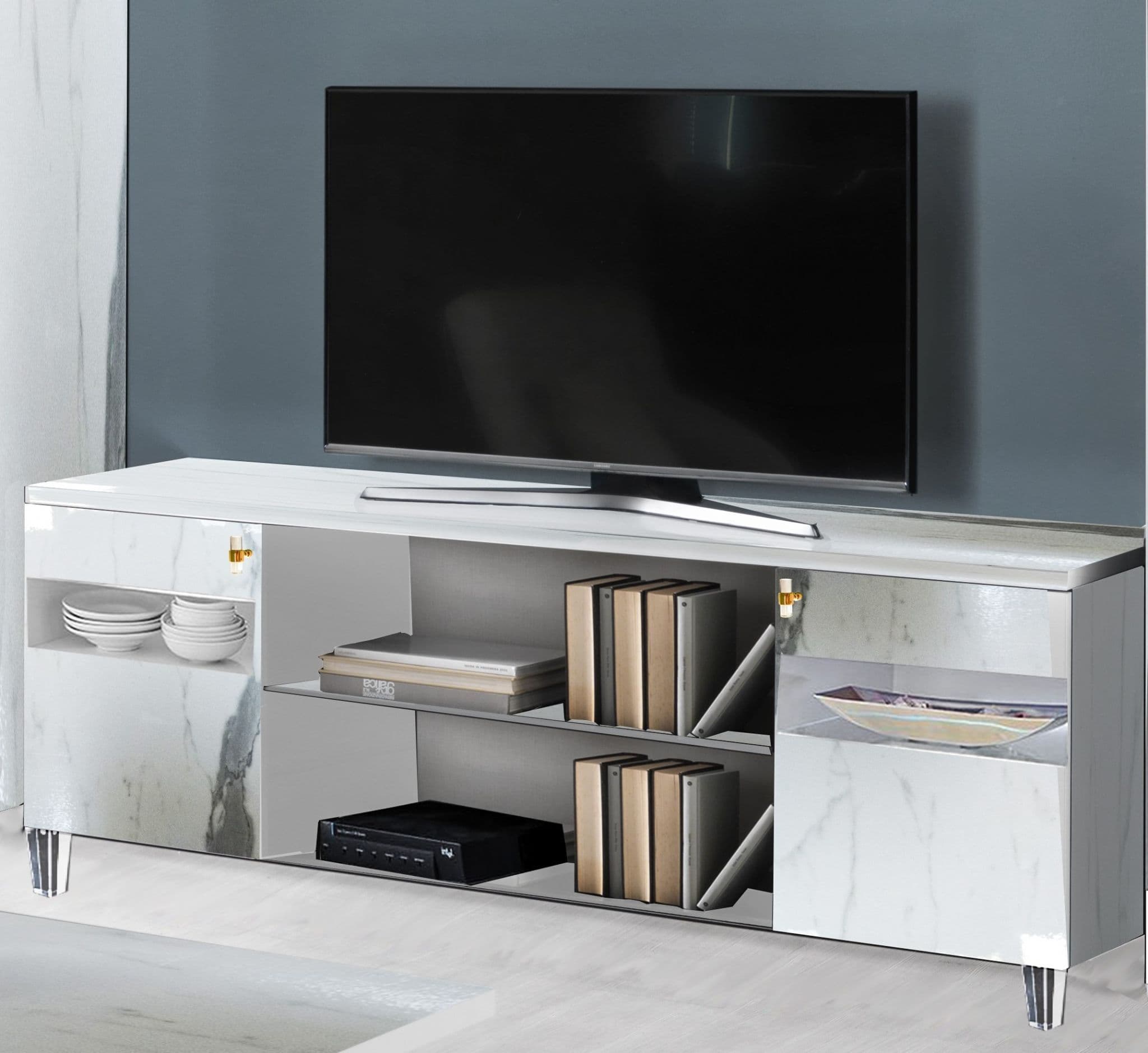 KAPOW White Marble Look TV Stand BRIGGS AND JONES