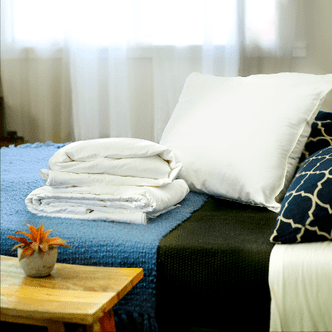 Long-Strand Mulberry Silk-Filled Bedding Set, Euro Single Bed Size - Summer Duvet, a Mattress Topper, and a Mulberry Silk-Filled Pillow