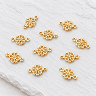 10 Gold Plated Flower Connectors 10x7mm