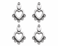 10 Heart Charm 5-Hole Chandelier Earring Findings