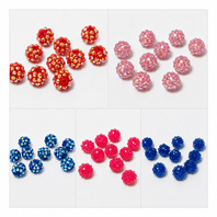 10 Resin Rhinestone Shamballa Beads 12mm