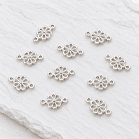 10 Silver Plated Flower connectors 10x7mm
