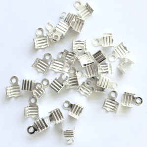 100 Silver Plated 6X5mm Folding Crimp Ends
