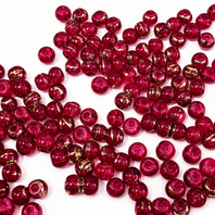 150 Drawbench glass round beads 6mm  Ruby