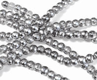 150 Drawbench Glass Round Beads 6mm Silver Grey