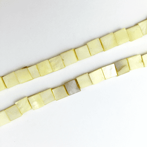16 Inch Light Yellow Shell 8mm Square Beads