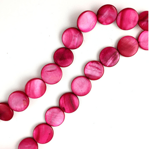 16 Inch Purple Shell 14mm Flat Coin Beads